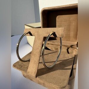 David Yurman Two-Tone Cable Hoop Earrings